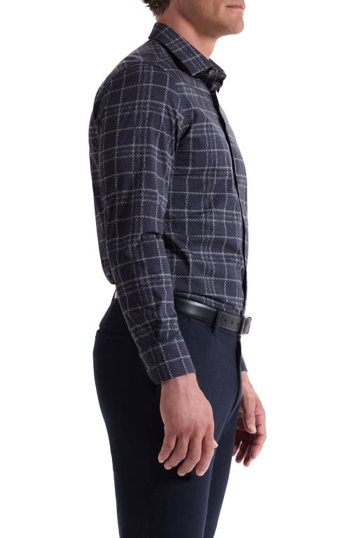 Bugatchi Julian Shaped Fit Plaid Stretch Cotton Button-up Shirt In Black