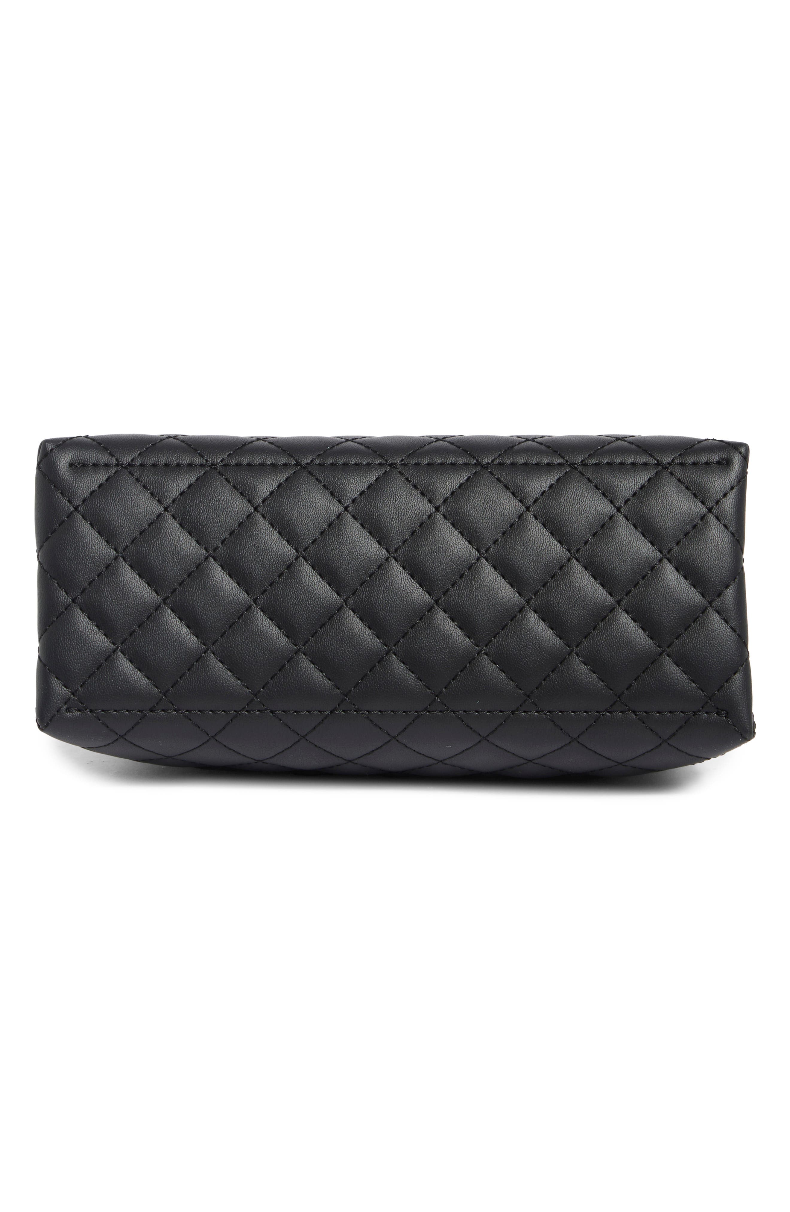 Clarimond Quilted Faux Leather Top Handle Flap Bag, Alternate, color, BLACK