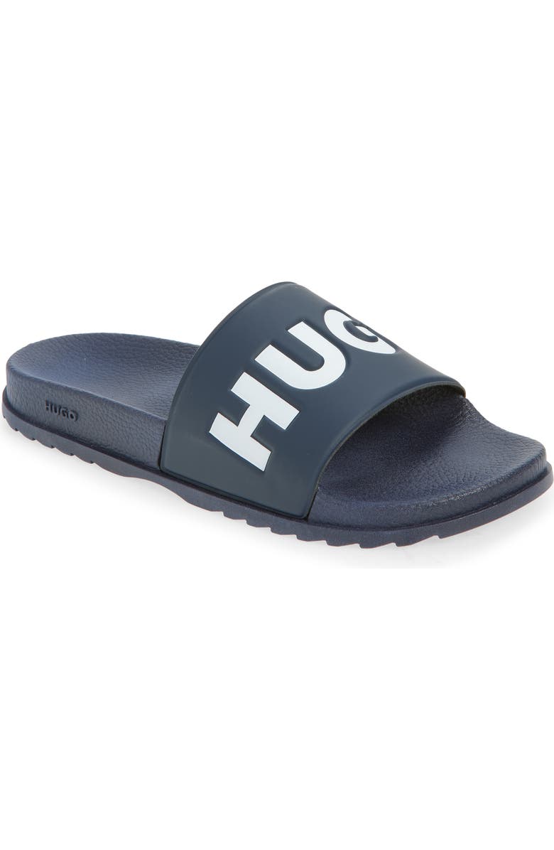 BOSS Logo Slide Sandal, Main, color, Dark Blue