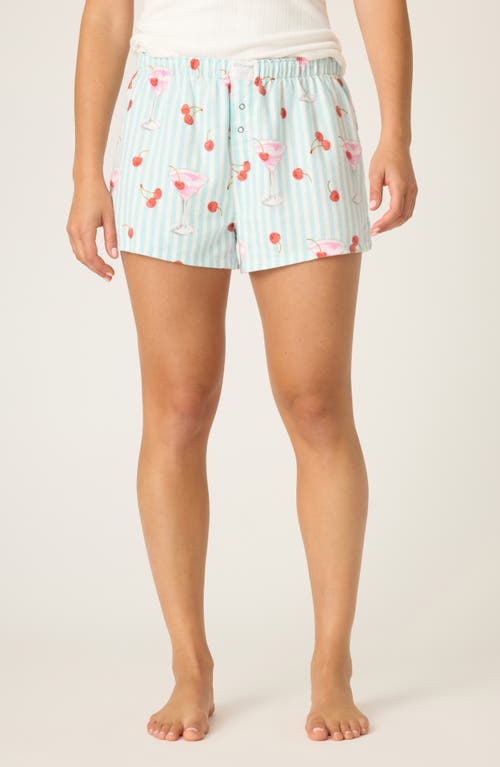 Pj Salvage Print Cotton Flannel Pajama Shorts In Blue