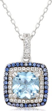 SUZY LEVIAN Semiprecious Stone & White Topaz Cushion Pendant Necklace