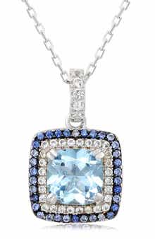 SUZY LEVIAN Semiprecious Stone & White Topaz Cushion Pendant Necklace