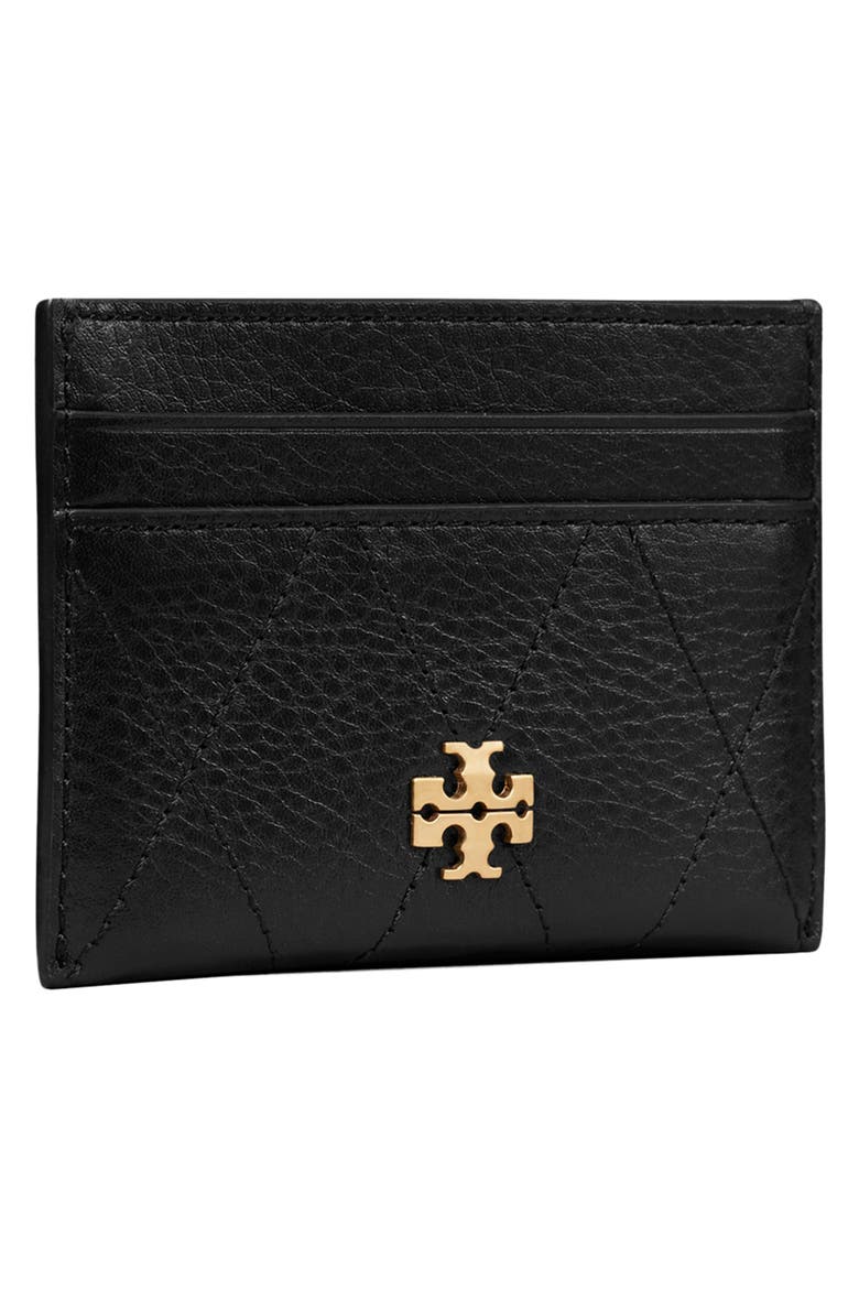 Charlie Quilted Leather Card Case, Alternate, color, BLACK