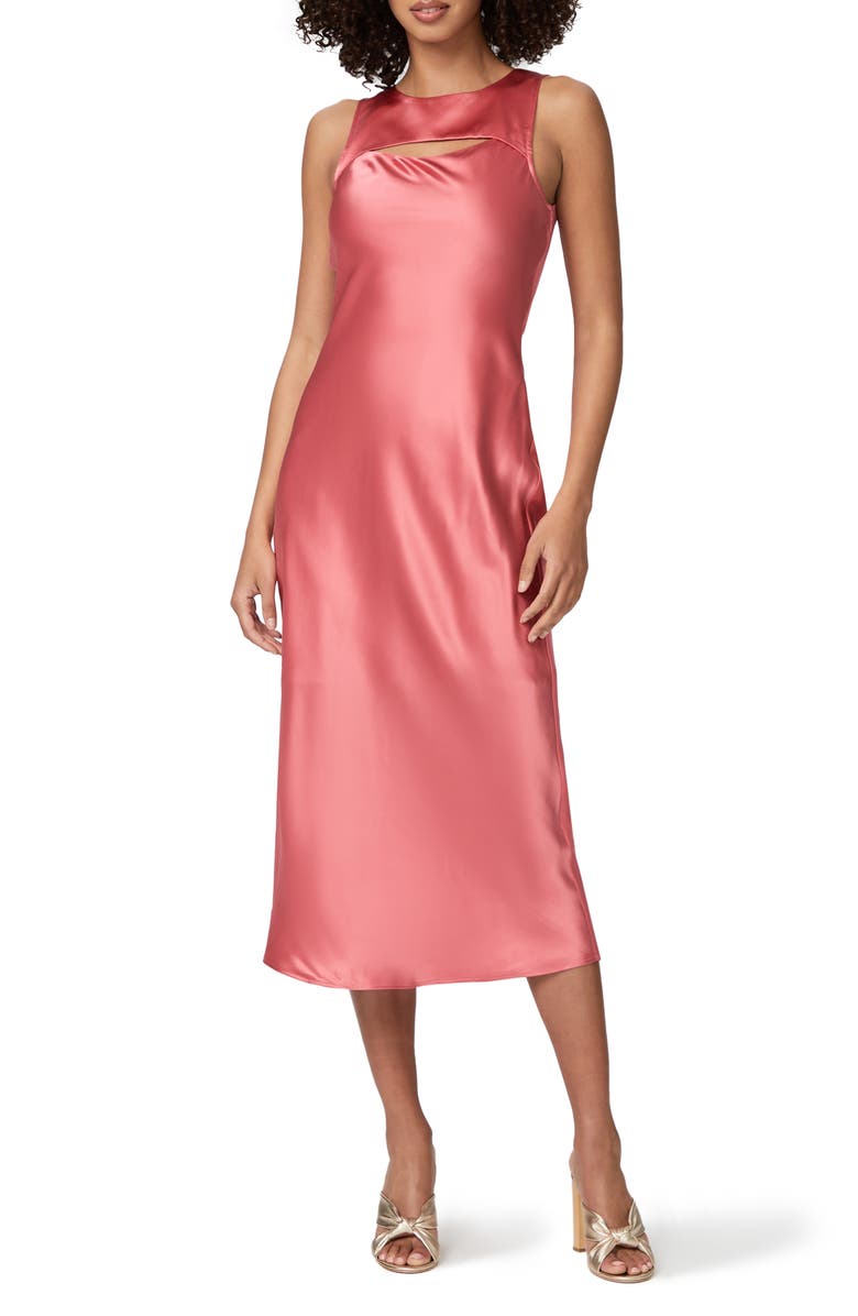 PAIGE Aurem Cutout Silk Dress, Main, color, 