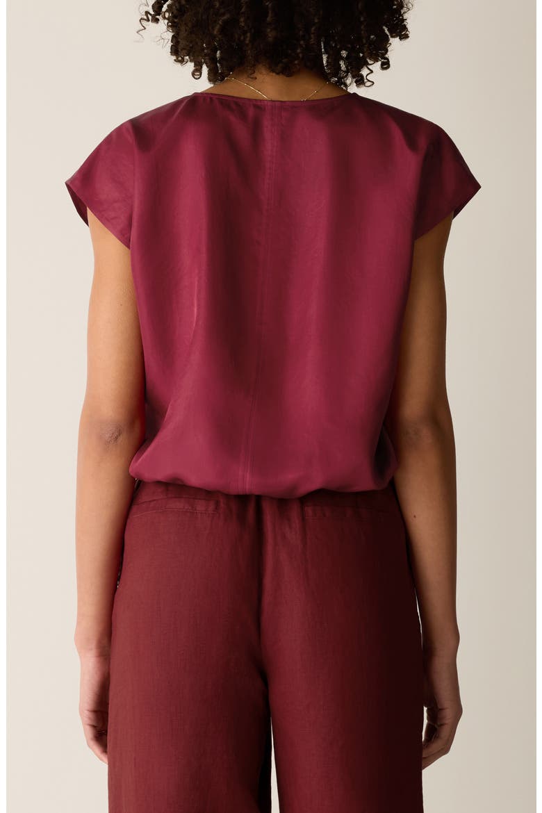 Cap Sleeve Woven Shirt, Alternate, color, RUBY