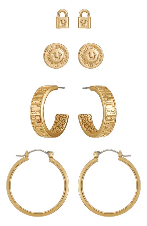 True Religion 4-pack Assorted Stud & Hoop Earrings In Gold