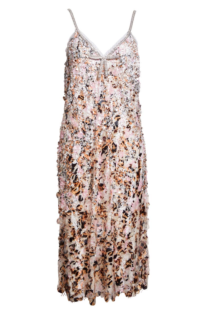 Marni Sequin, Rhinestone 
Lace Mesh Midi Slipdress, Main, color, Chc24 Pink Sand