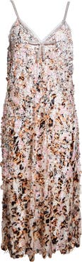 Marni Sequin, Rhinestone & Lace Mesh Midi Slipdress
