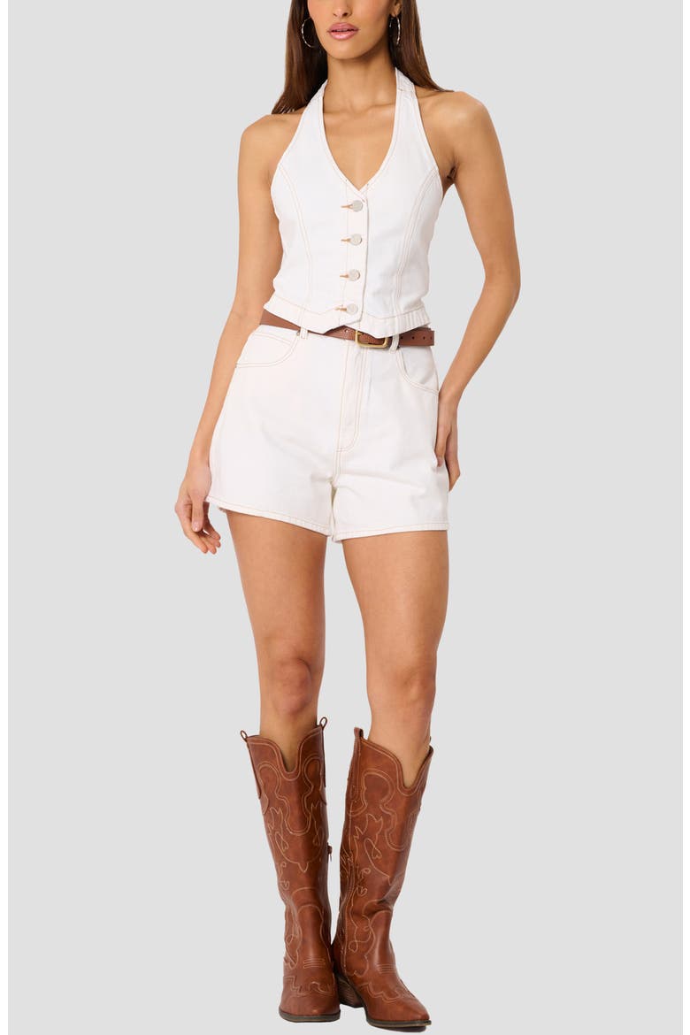 Venice High Waist Denim Shorts, Alternate, color, PORCELIAN