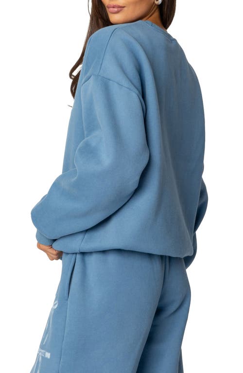Edikted Bow Bliss Oversized Sweatshirt In Blue
