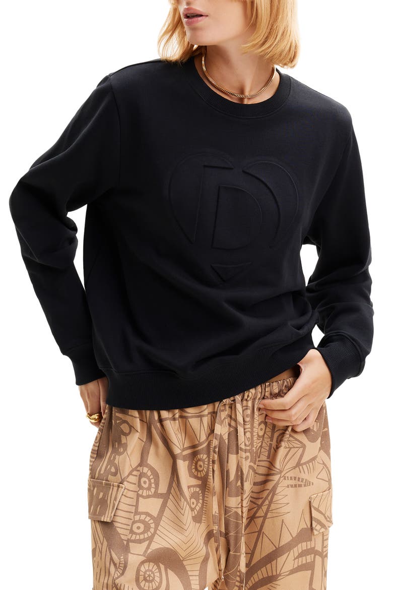 Imagotype Embossed Sweatshirt, Main, color, BLACK