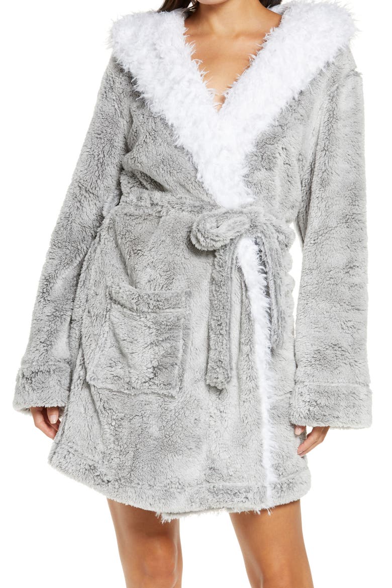 Intimates Be Mine Hooded Robe, Main, color, ASH