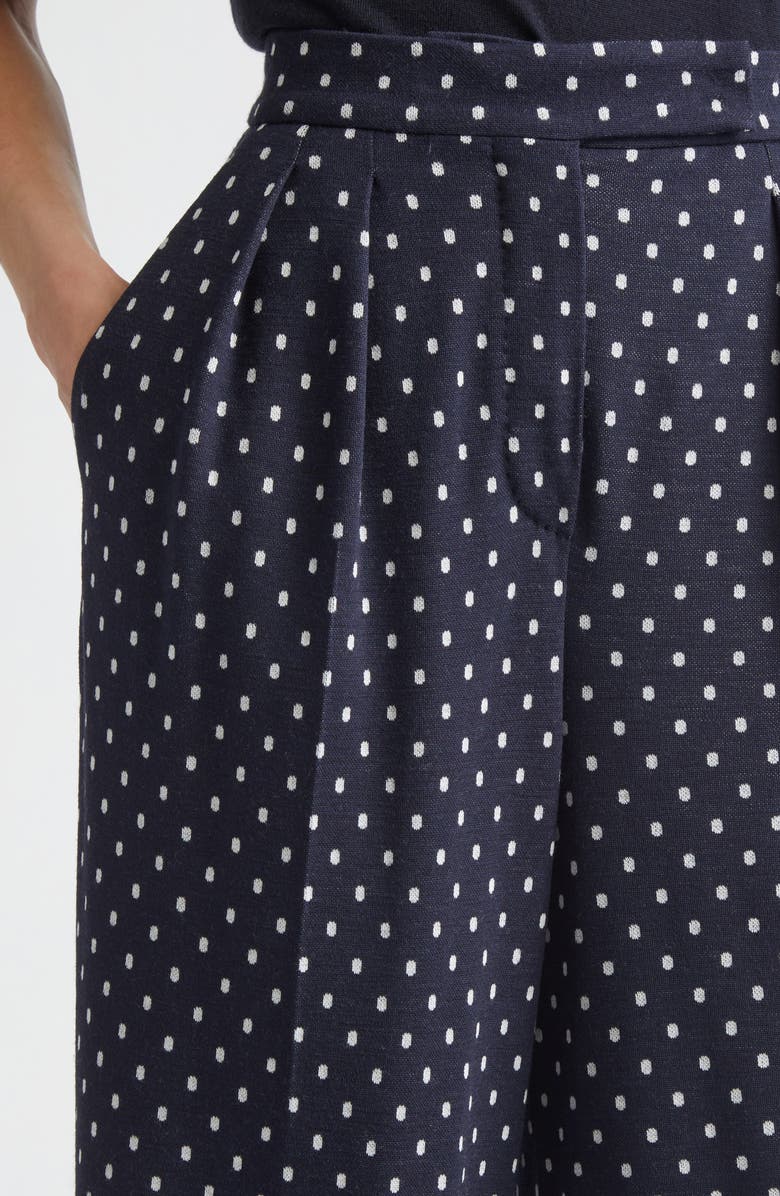 Max Mara Pleated Dot Jacquard Knit Wide Leg Pants, Alternate, color, Ultramarine