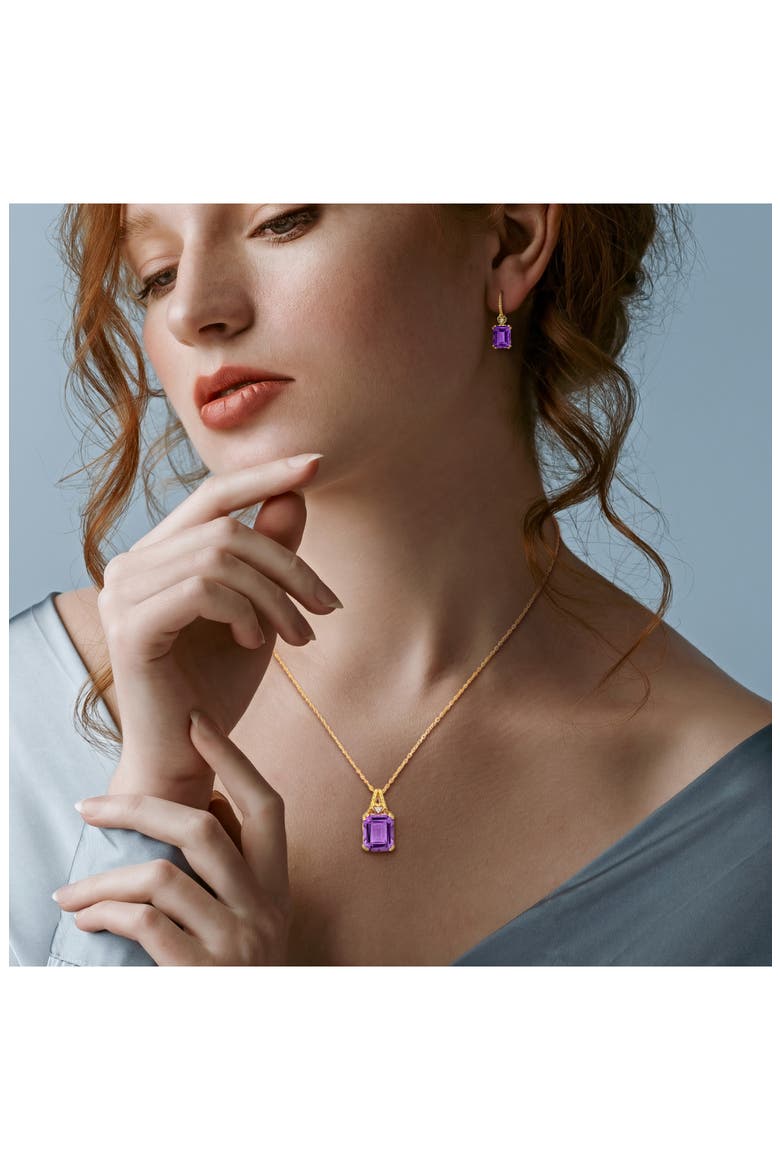 Amethyst & White Topaz Earrings & Necklace Set, Alternate, color, PURPLE
