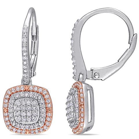 Diamond Grid Halo Leverback Earrings