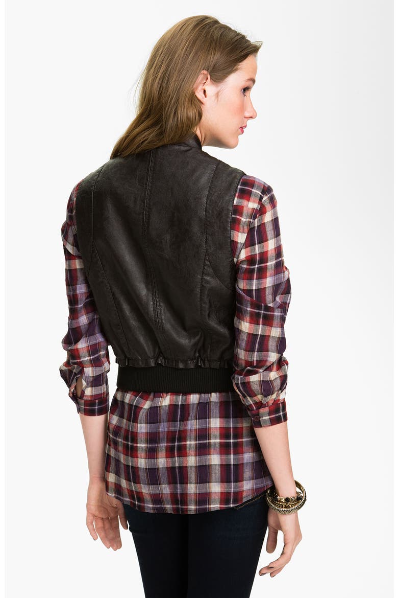 Faux Leather Biker Vest, Alternate, color, BLACK
