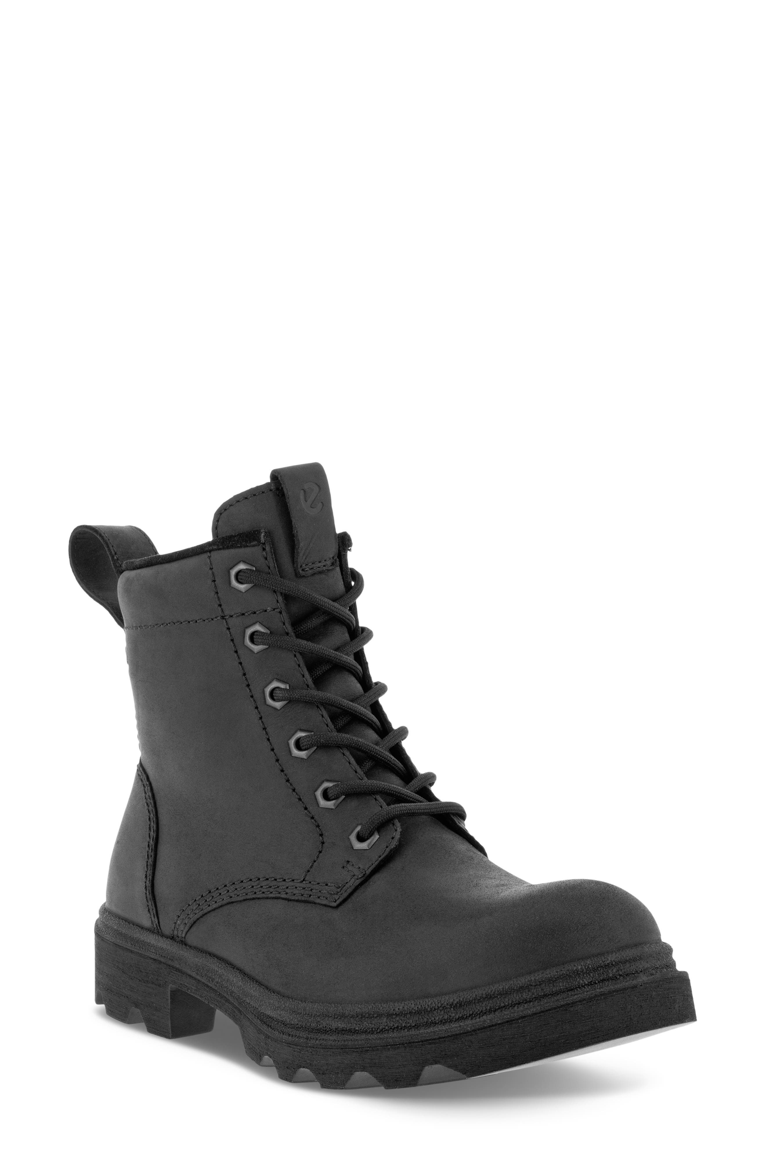 ECCO Grainer Lace-Up Leather Combat Boot, Main, color, 