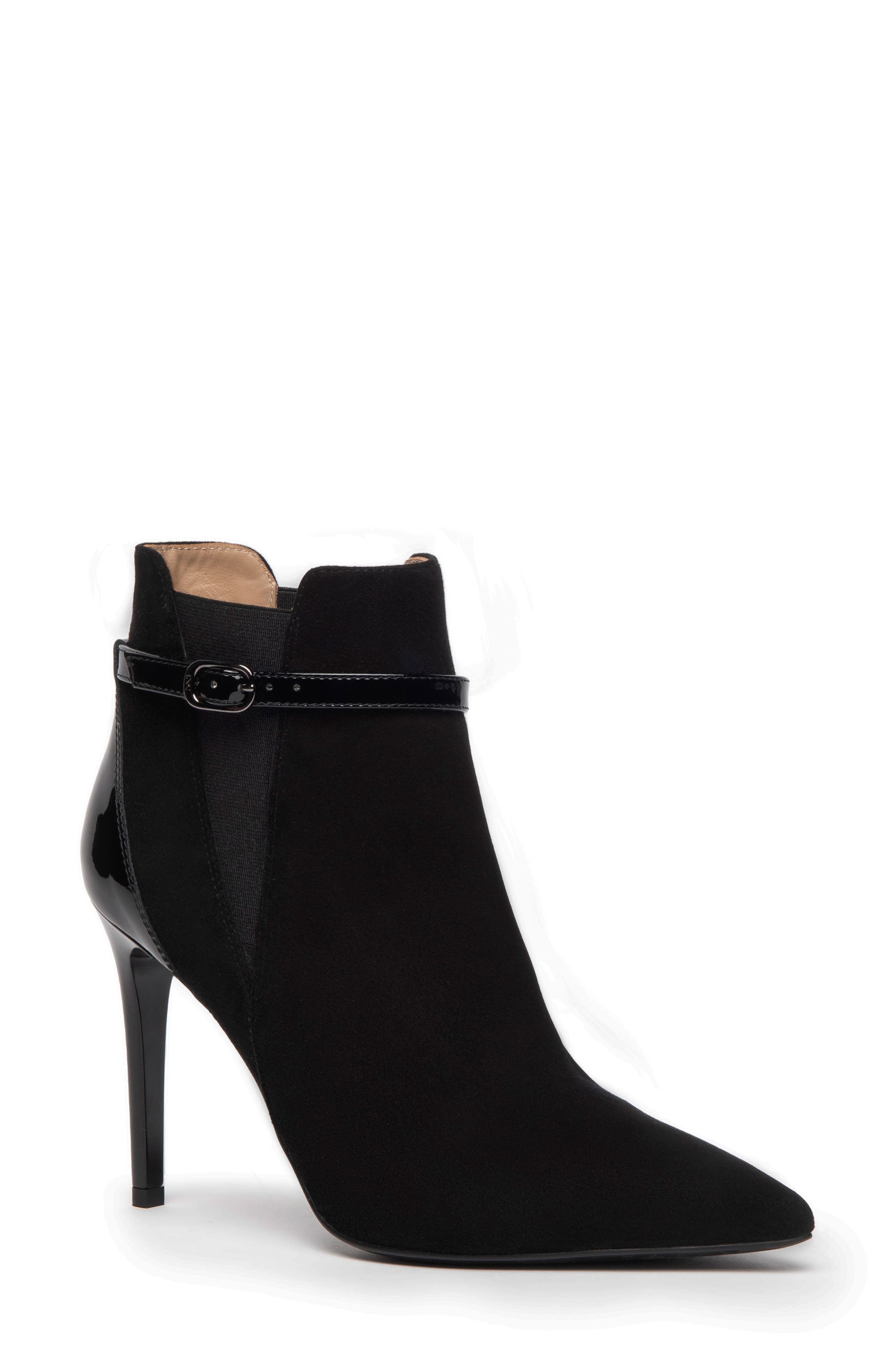 NeroGiardini Pointed Toe Buckle Bootie, Main, color, 