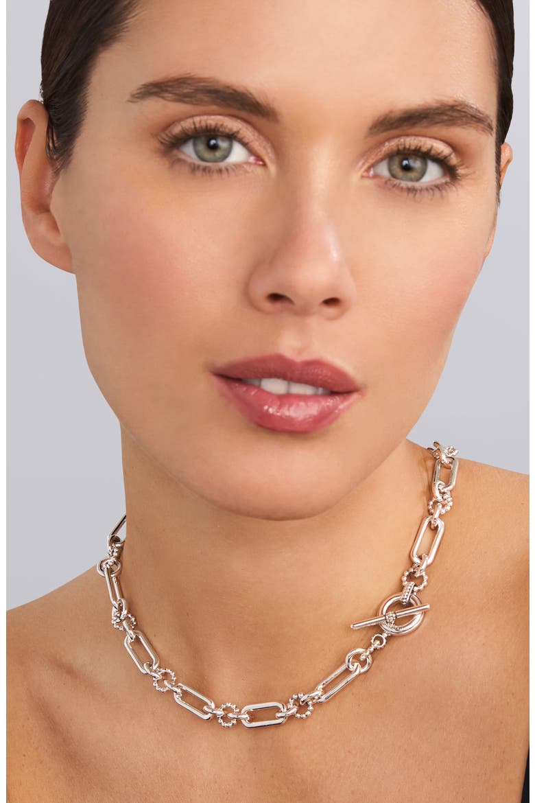 Signature Caviar Link Necklace, Alternate, color, SILVER