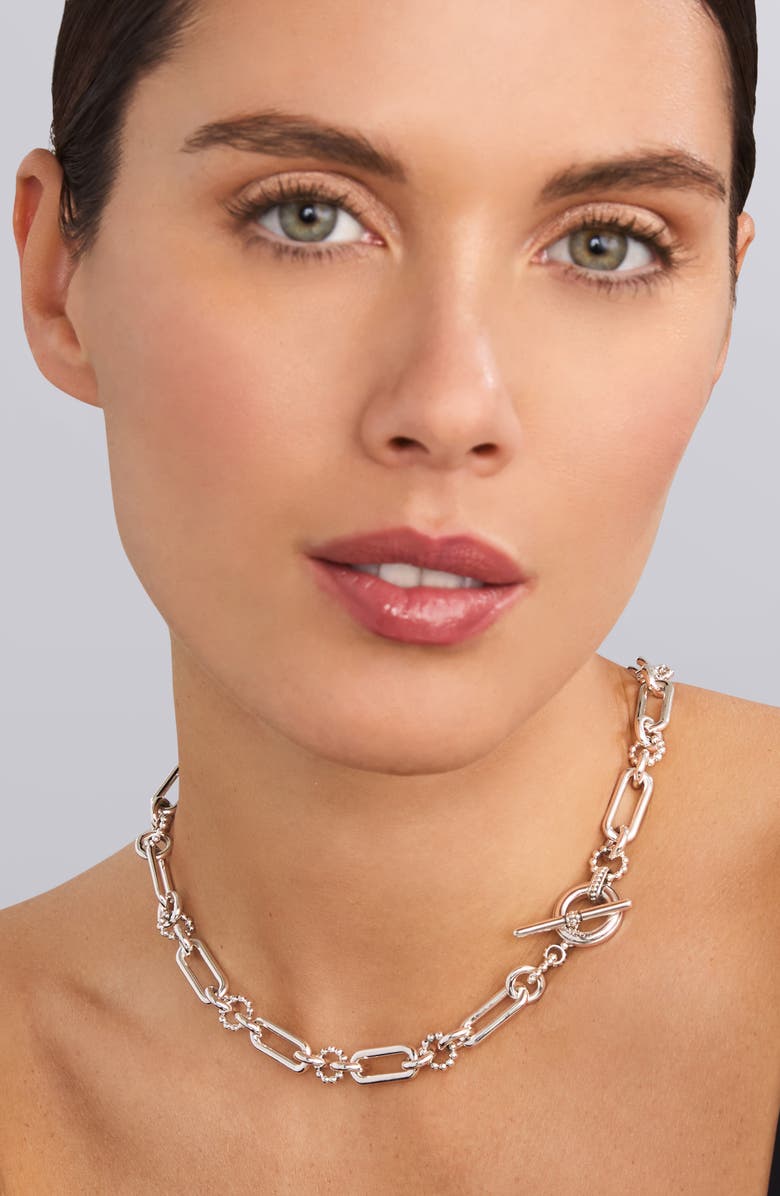 LAGOS Signature Caviar Link Necklace, Alternate, color, Silver