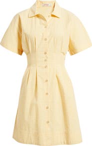 Marine Layer Arden Gingham Pima Cotton Mini Shirtdress