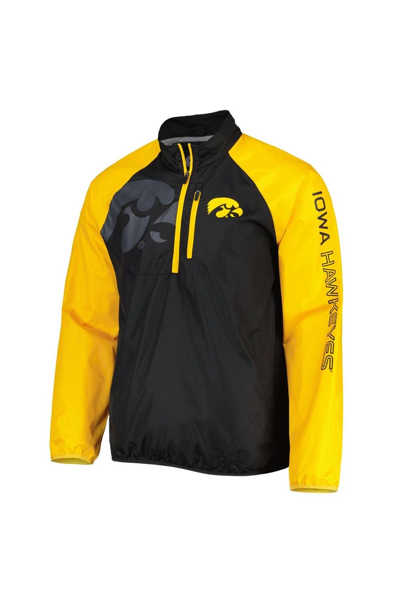 G-III SPORTS BY CARL BANKS Men's G-III Sports by Carl Banks Black/Gold Iowa Hawkeyes Point Guard Raglan Half-Zip Jacket, Alternate, color, Black