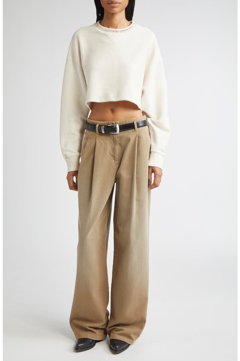 Journey Hollywood Waist Twill Wide Leg Pants, Alternate, color, PALE KHAKI