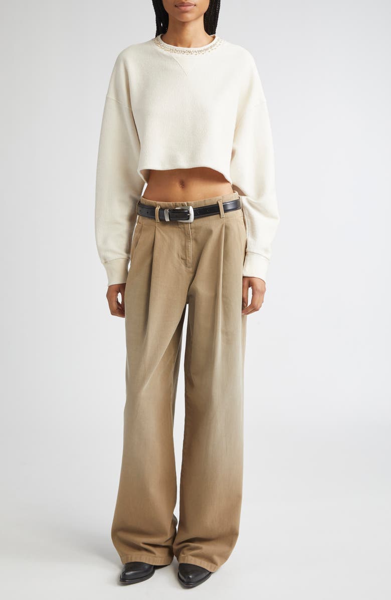 Golden Goose Journey Hollywood Waist Twill Wide Leg Pants, Alternate, color, Pale Khaki