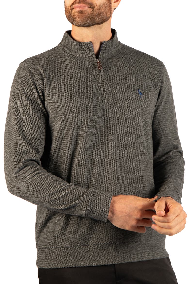 Melange Twill Quarter Zip Pullover, Alternate, color, DARK GREY