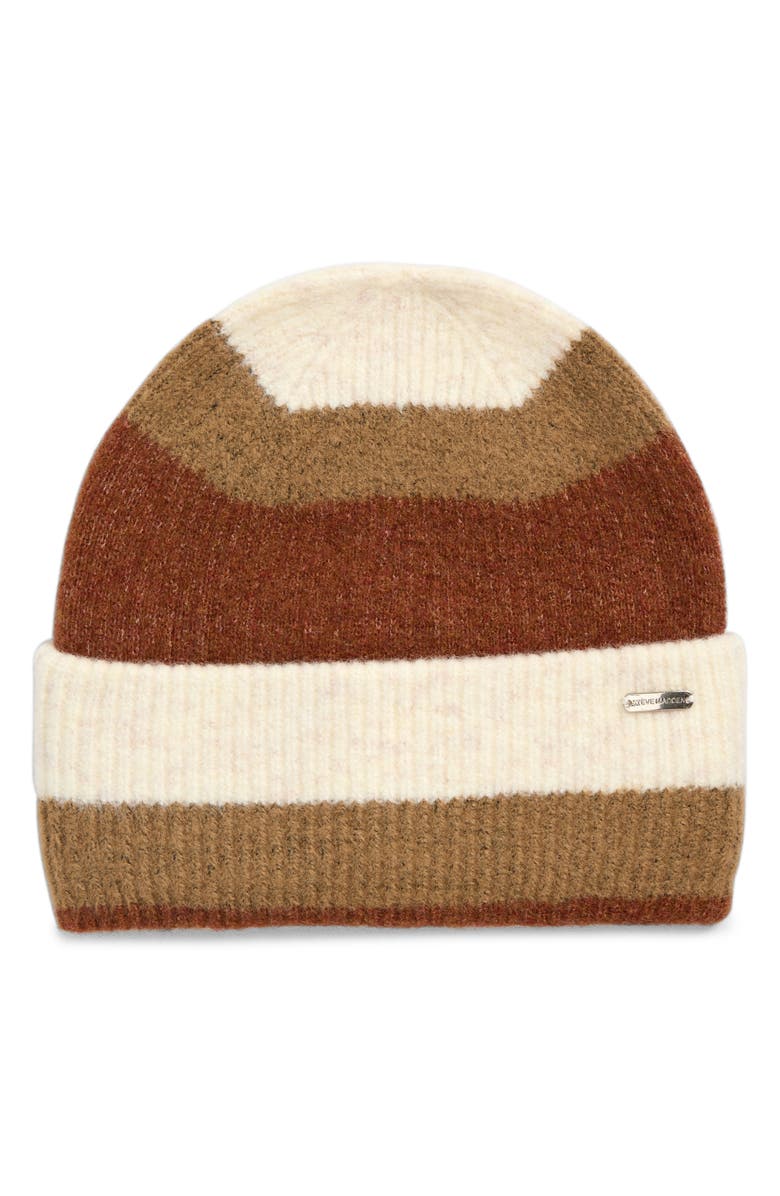 Steve Madden Striped Cuffed Beanie, Main, color, Russet Multi