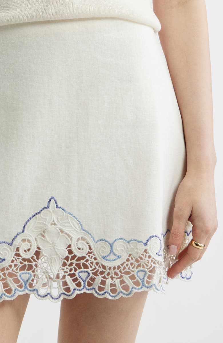 Treasure & Bond Cutwork Linen Blend Miniskirt, Alternate, color, Ivory Egret