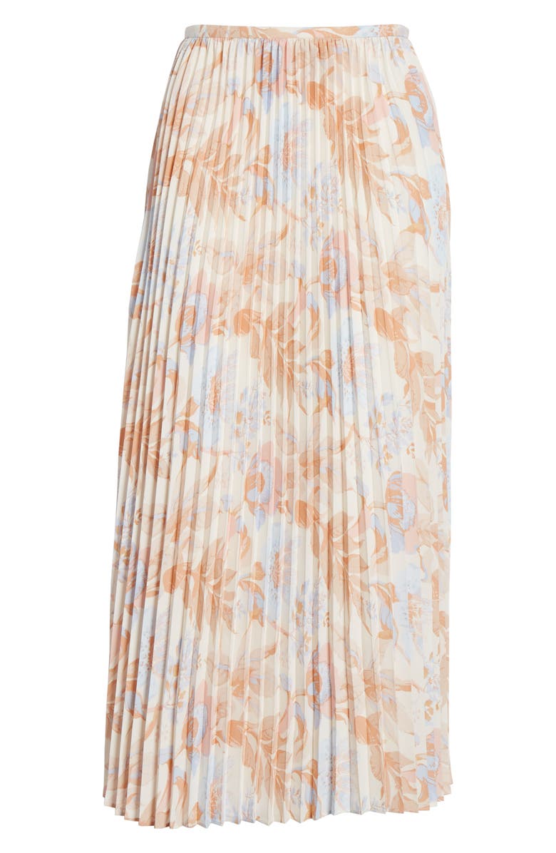 Vince Marine Garden Pleated Midi Skirt, Alternate, color, 