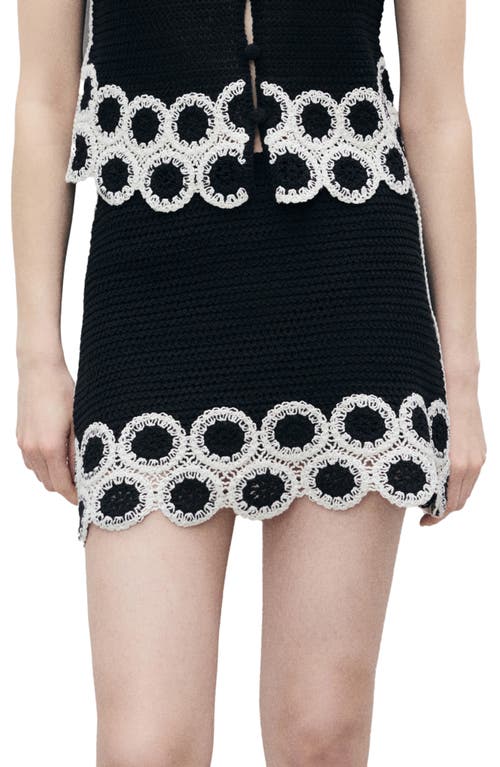Mango Circular Print Crochet Skirt Black
