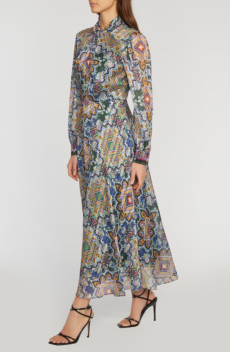 Elie Tahari The Raquel Paisley Long Sleeve Midi Dress, Alternate, color, 