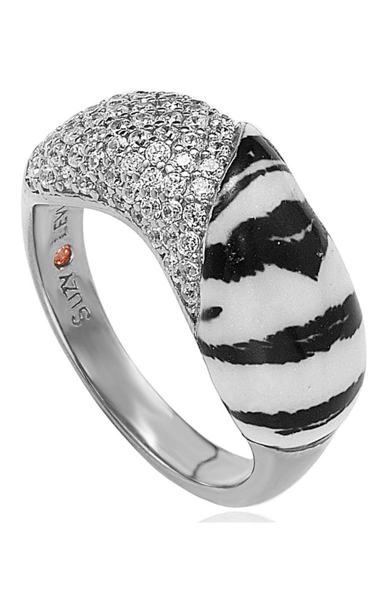 SUZY LEVIAN Sterling Silver Zebra & CZ Ring, Alternate, color,