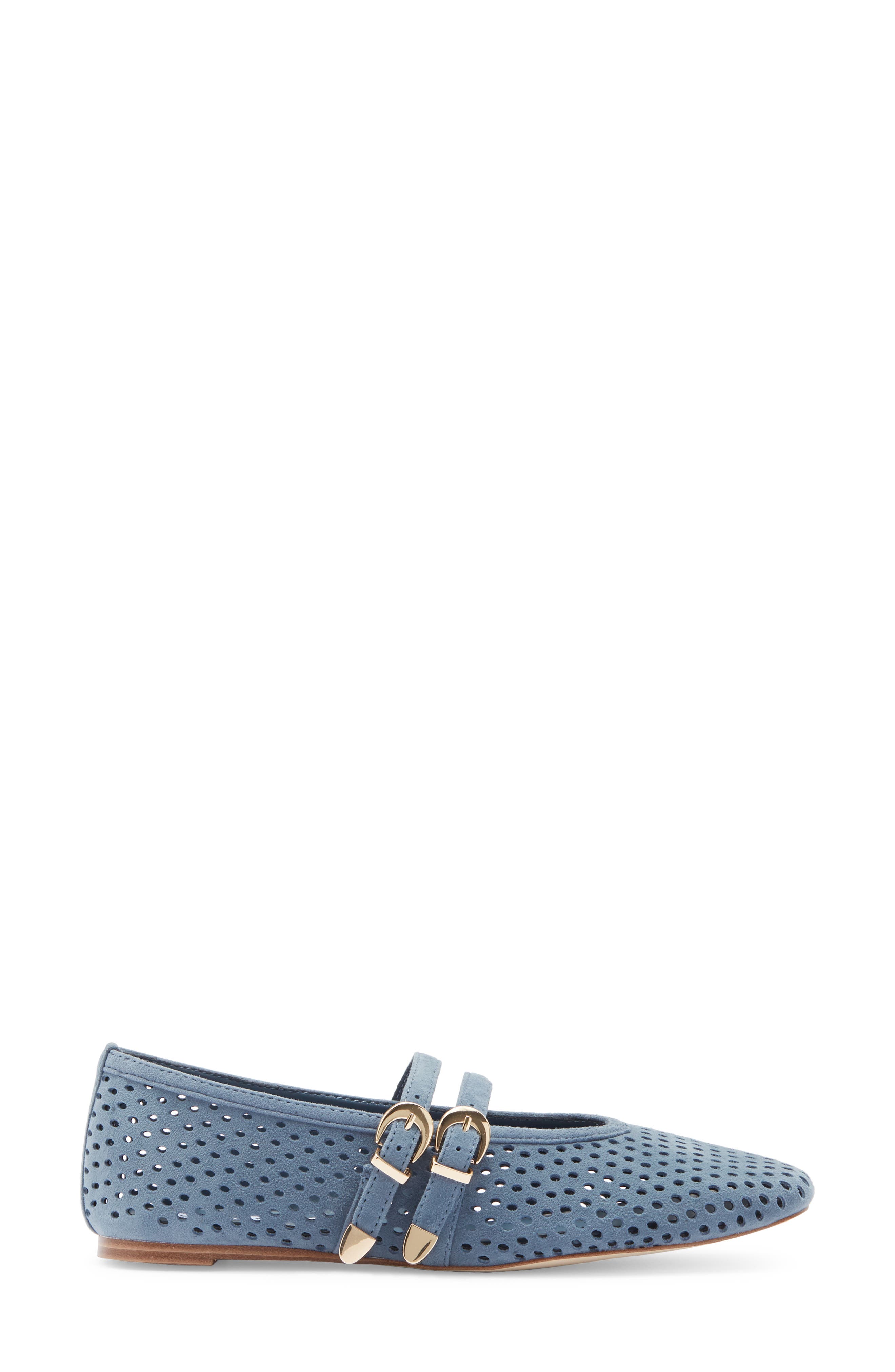 Lissa Perforated Mary Jane Flat, Alternate, color, BLUE SUEDE