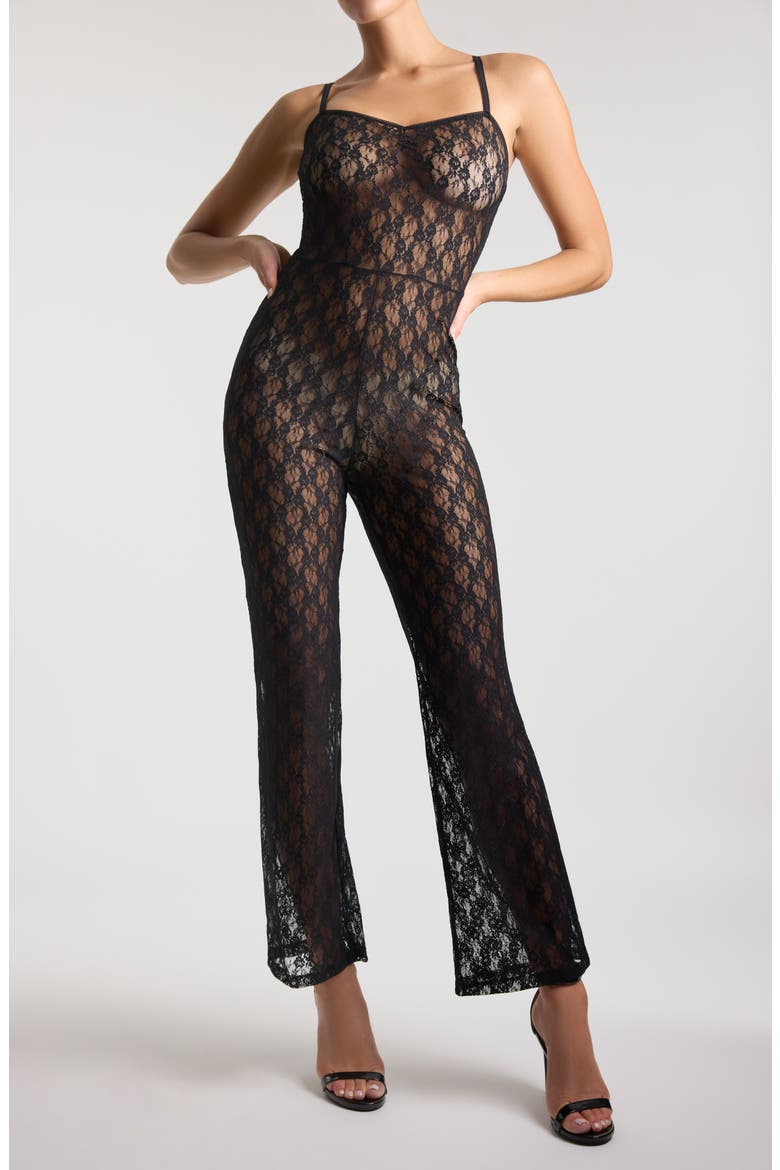 Lucy Sheer Lace Jumpsuit, Alternate, color, BLACK