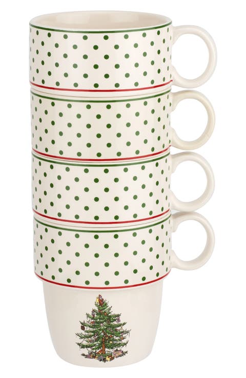 Set of 4 Christmas Tree Mugs