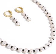 Joey Baby Victoria Pearl & Black Bead Necklace & Earring Gift Set