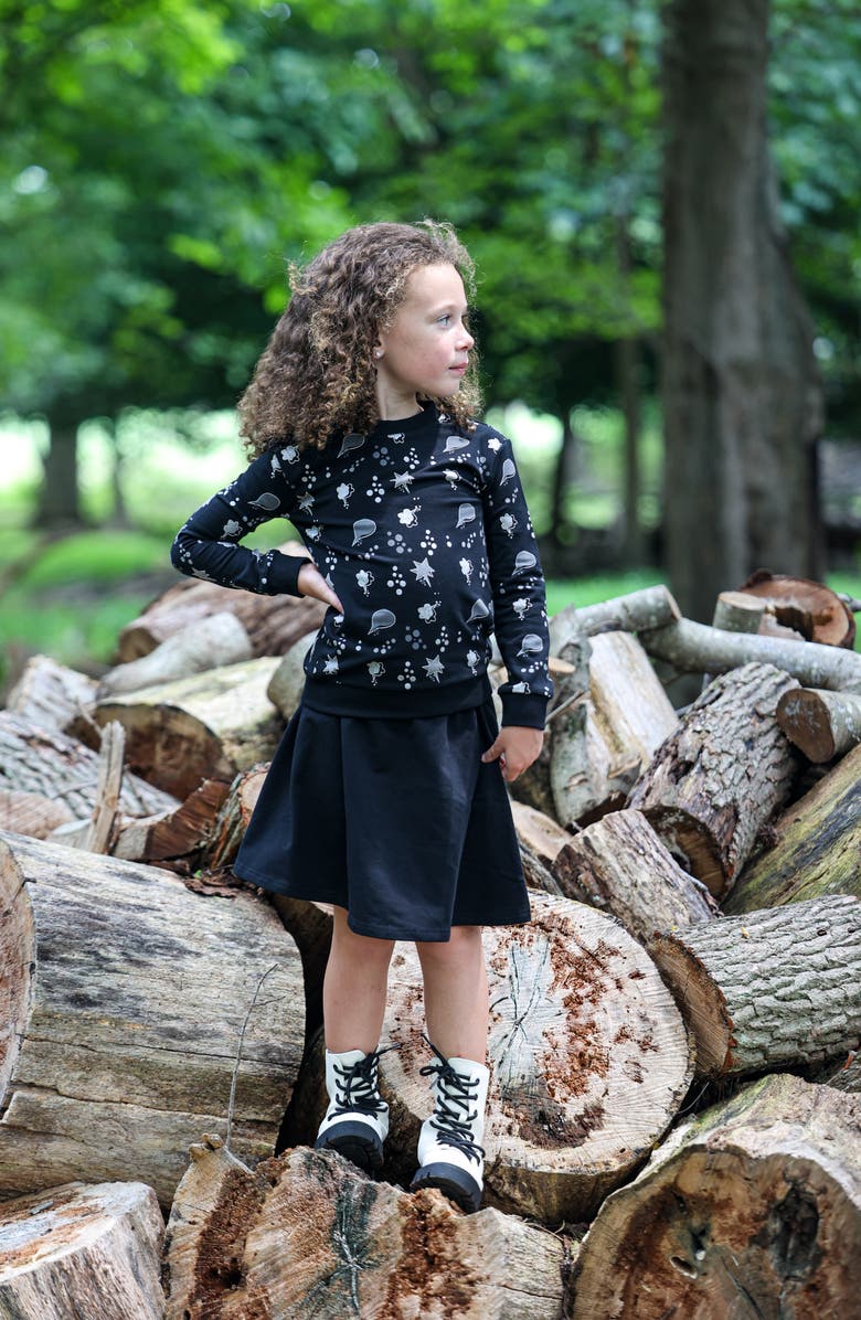 Manière Kids' Super A-line Cotton Blend Skirt, Alternate, color, Black