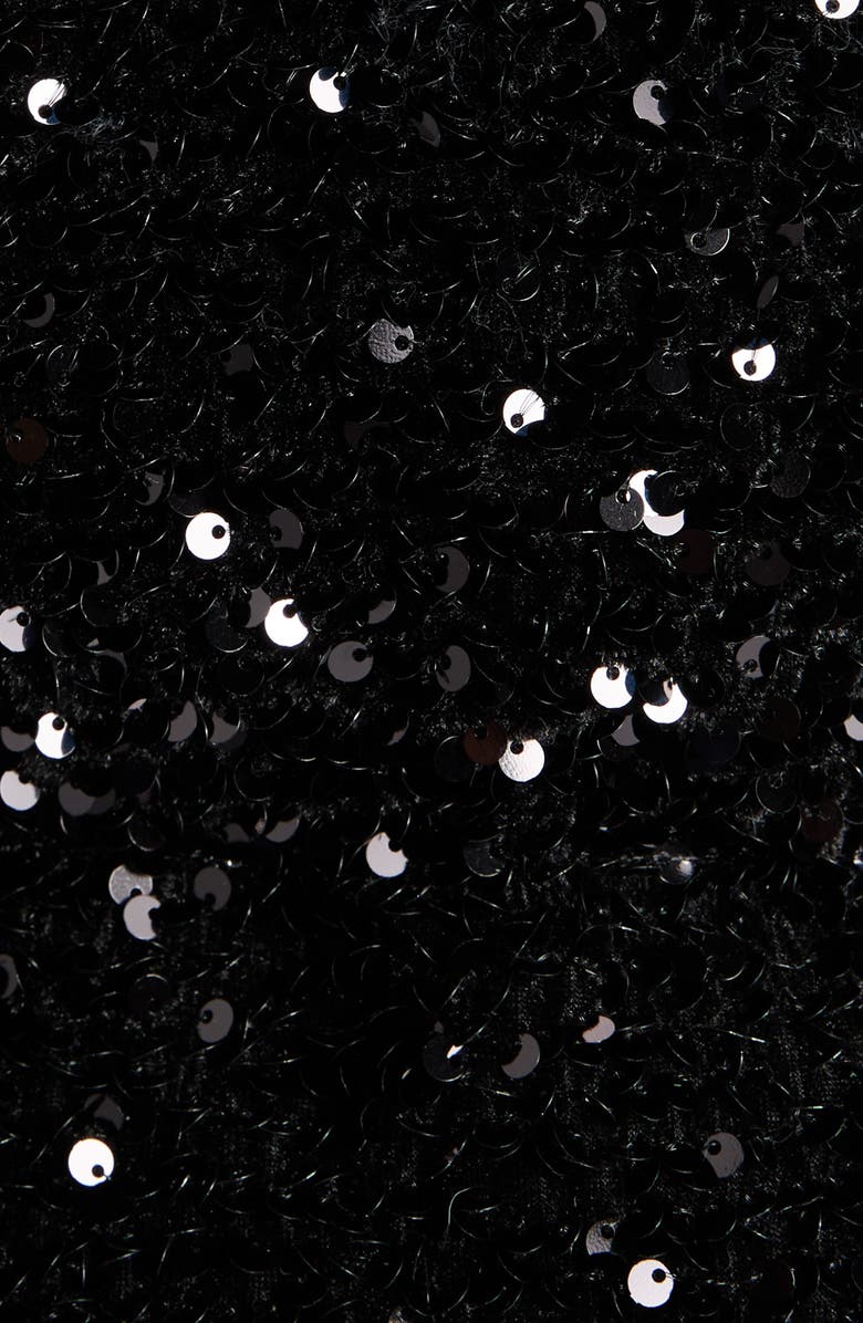 Moncler Louvi Sequin Faux Shearling Down Jacket, Alternate, color, Black