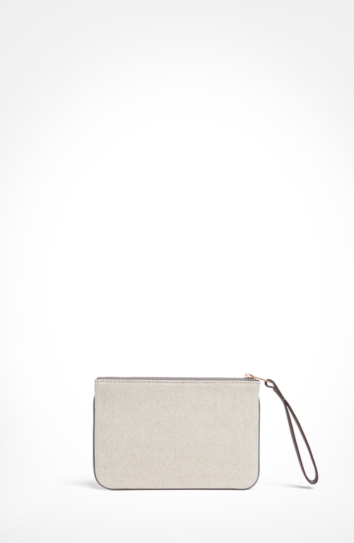 Aviteur Canvas Leather Trim Travel Pouch In Gray