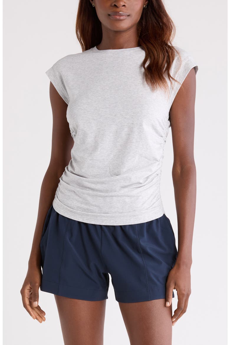 Breezy Ruched Top, Main, color, GREY LIGHT HEATHER