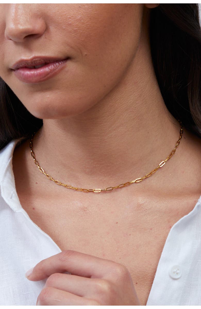 Mint & Lily Thin Paperclip Necklace, Alternate, color, Silver