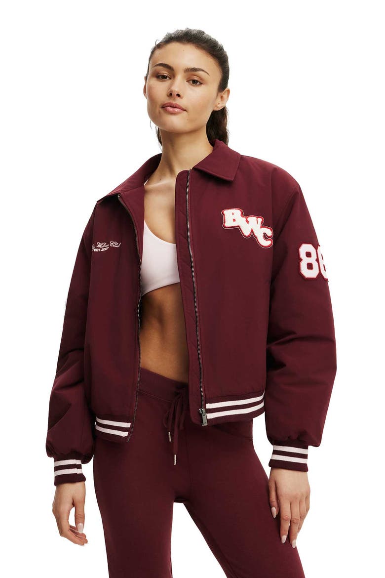 Women's Active Varsity Bomber Jacket, Main, color, Gingerberry