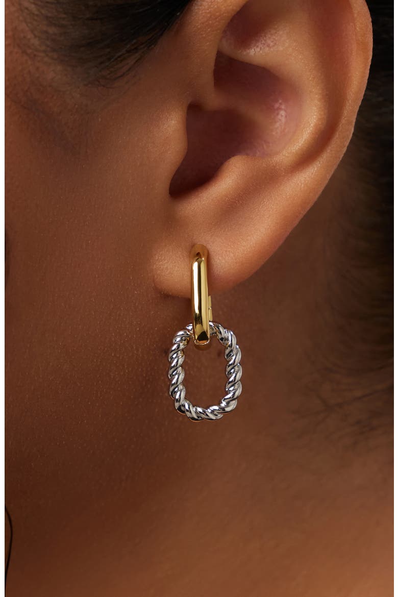 Ash Double Hoop Earrings, Alternate, color, GOLD / SILVER