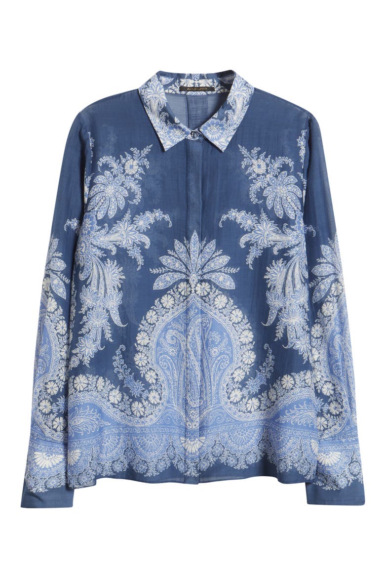 Paloma Print Cotton & Silk Shirt, Alternate, color, MIDNIGHT MULTI