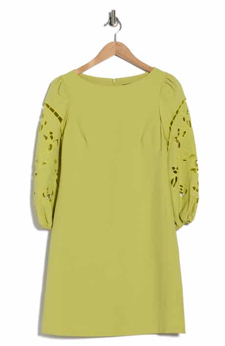Vince Camuto Eyelet Sleeve Crepe Shift Dress
