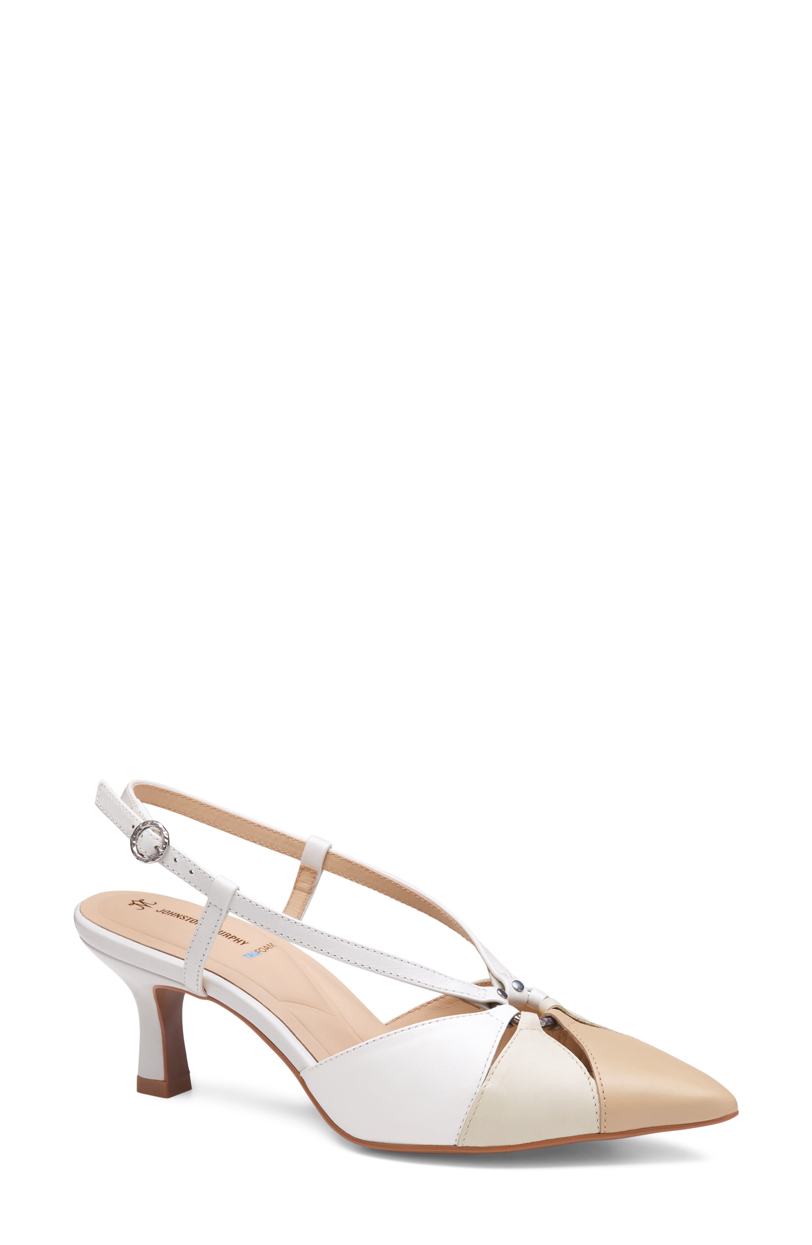Johnston & Murphy Lindsey Ring Slingback Pump, Main, color, White Multi Glove Leather