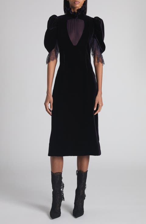 Puff Sleeve Velvet Cocktail Dress